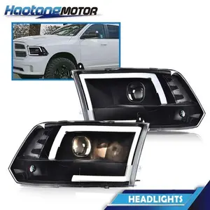 CROSSDESIGN Black LED Tube Projector Headlights Lamps Fits 09-12 Dodge Ram 1500 2500 3500