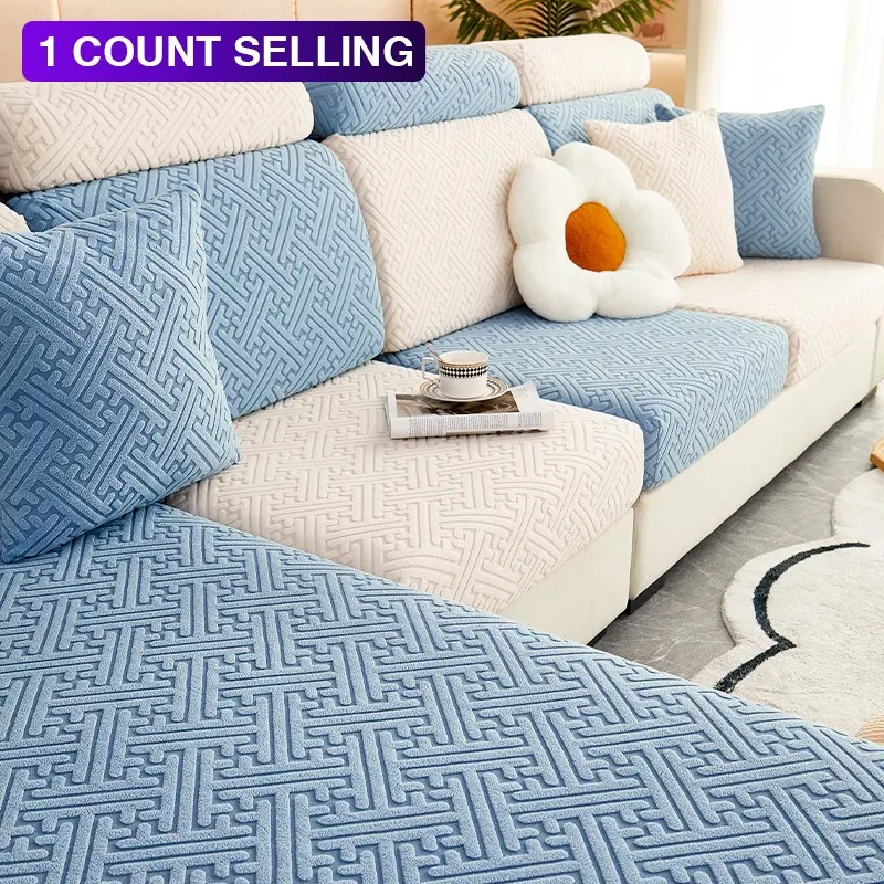 Modern Solid Color Stretchable Elastic Sofa Cover, 1-Count Simple Sofa Slipcover, Soft Washable Couch Protector for Home Living Room, Suitable for 1/2/3/4-Seater Sofas