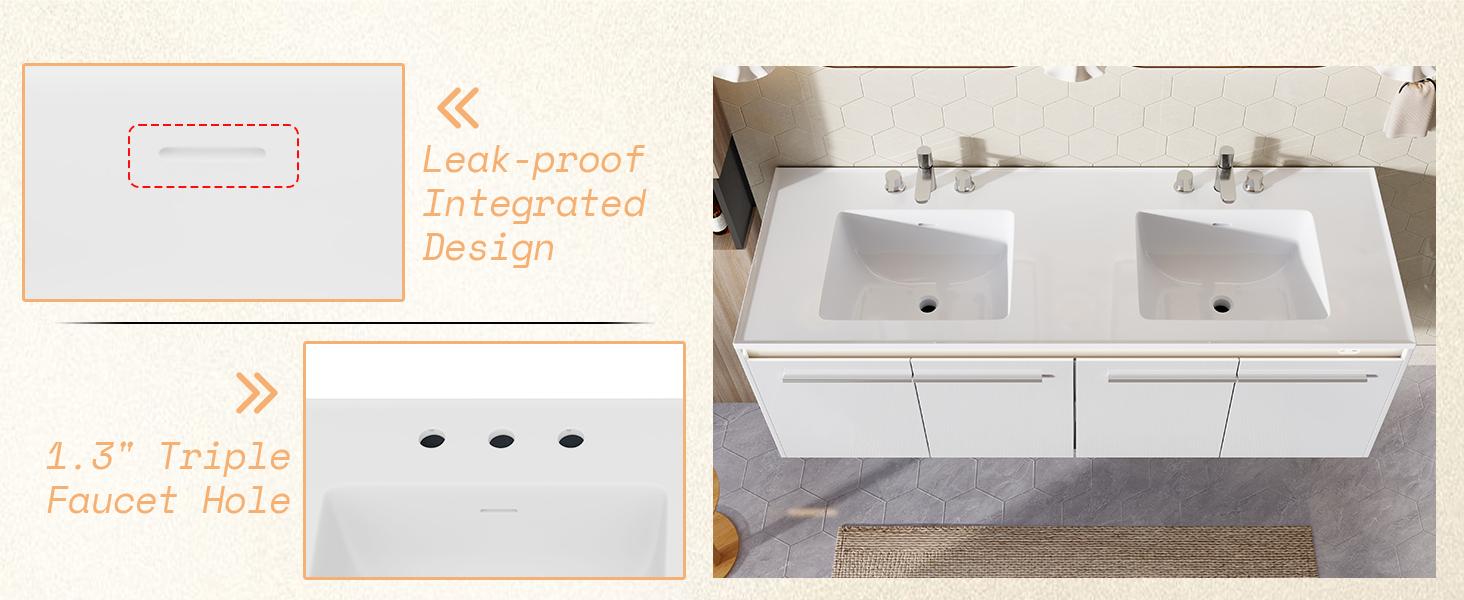 AMERLIFE 31"/60‘’LED Floating Bathroom Vanity with Sink, High Gloss Single Sink Wall Mounted Bathroom Storage Vanity Cabinet, Modern Bathroom Sink Cabinet with Metal Handles,Best Gift Ideas/Christmas Gifts