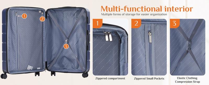 Luggage Spinner Wheels Lightweight Expandable Travel Hard Shell Suitcases with TSA Lock, Bronze Black, 3-PCS Set (20/24/28 inch)