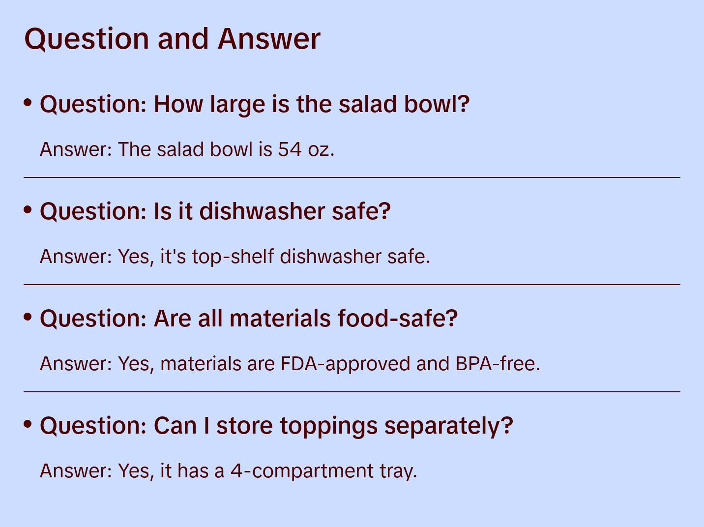 Salad - Stackable Lunch Container with Large Salad Bowl, 4-Compartment Bento-Style Tray for Toppings And Sauce Container