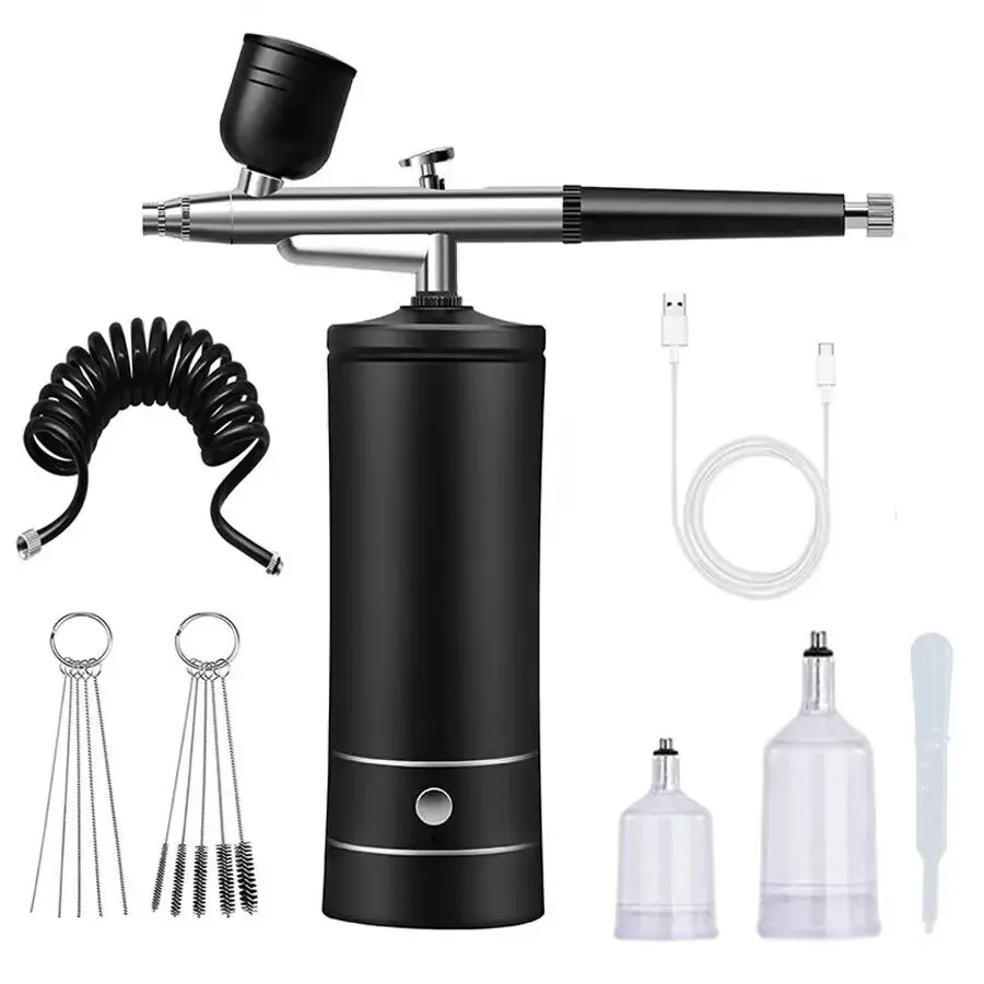 Portable Cordless Airbrush Kit, Rechargeable Handheld Airbrush Tool with 0.3mm Tip, Aluminum Alloy, Precision, Durable, Professional Spray Tool, Paint Spraying Tool for Artistic Painting, Nail Art, Power Airbrush Tool