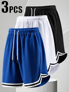 Men’s Summer Outdoor Sports Basketball Shorts, New Arrival, Pack of 3 — Fitness Running Knee-Length Athletic Shorts