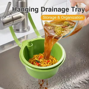 1 Count hanging water filter basket, green or yellow, corner-style collector for small kitchen sinks