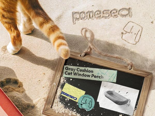 POMESEA Cordless Cat Window Perch for Large Indoor Cats, Soft Gray Pad Bed Cover, Wall and Window Mounted with Metal Frame, Includes 6 Suction Cups (2 Bonus) POMESEA Cordless Cat Window Perch for Large Indoor Cats, Soft Gray Pad Bed Cover, Wall and Window Mounted with Metal Frame, Includes 6 Suction Cups (2 Bonus)