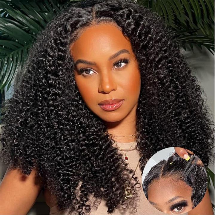Amanda Hair Voluminous Glueless Thick Fluffy Afro Curly Human Hair Bob Wigs 13*4/6*4 Frontal Lace Wig For Women