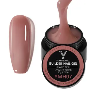 YOKEFELLOW Builder Nail Gel YMH07 Dusty Rose Nude Brown 50g 1.76oz HEMA-free TPO-free Self-Leveling Hard Gel Nail Extension Gel UV LED Lamp Cured for or Beginners & DIY Home Salon Manicure