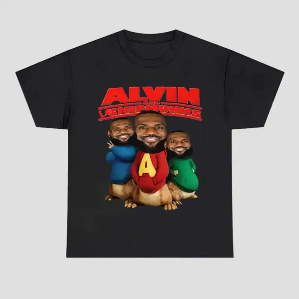 Cartoon Character Graphic T-Shirt, Fun Mashup Design Cotton Crewneck, Casual Short Sleeve Streetwear Tee