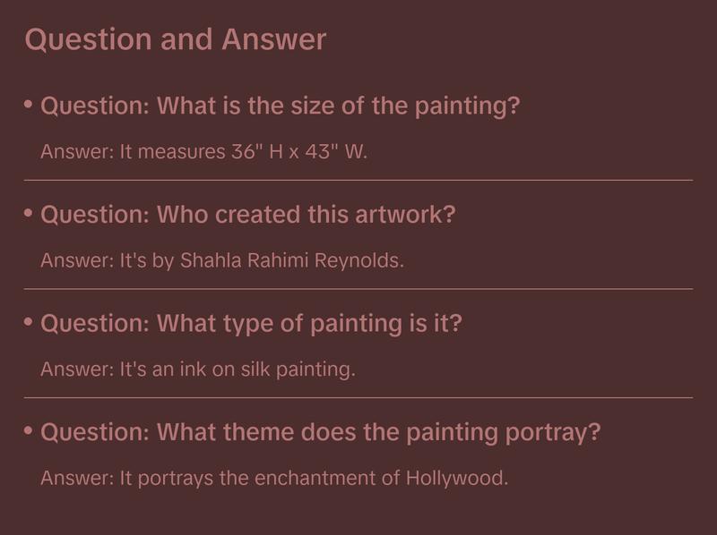 Hollywood Nights, Wall Art Contemporary Silk Painting