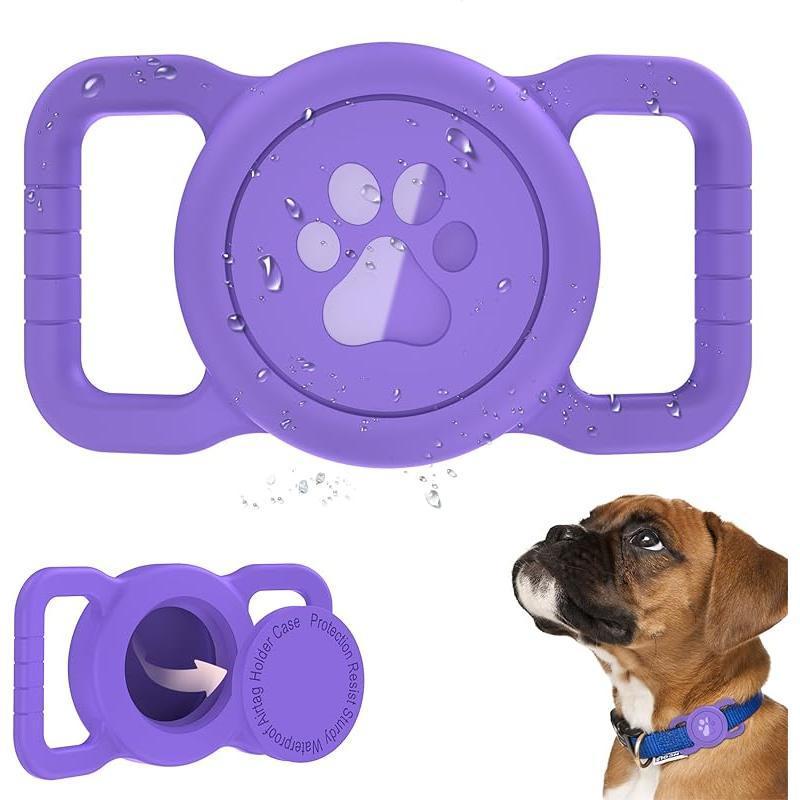 [Valentine's Day] Tukio Waterproof Airtag Dog Collar Holder - Silicone Anti-Lost Protective Case for Apple Airtag/GPS Tracker(Find My for ios) Fits All Collar Widths Pet Gear