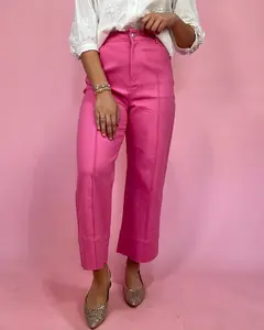 The Eliana Pink Super HR Wide Crop Jeans