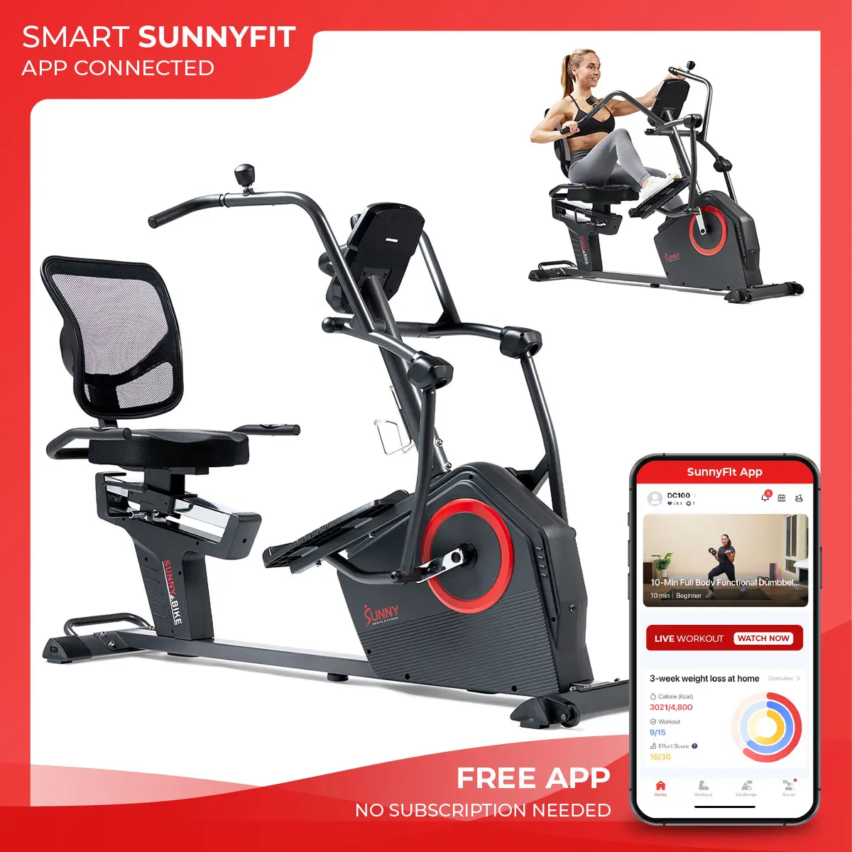 SUNNY Smart Power Stride Elliptical Machine Home Gym Workout Fitness Low Impact Full Body Cardio Trainer 16 Adjustable Magnetic Resistance Levels 17 in Stride High Inertia Rear Flywheel Digital Monitor for Endurance Exercise 265 lbs Capacity