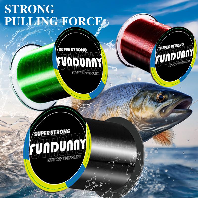 FUNDUNNY Professional Fishing Line 500m Red Size 4 - Original Nylon with Fluorocarbon Coating - Suitable for Various Saltwater and Freshwater Fishing Applications
