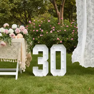 Vintage Light Up Number Sign 100cm For Birthday Party Floor Standing