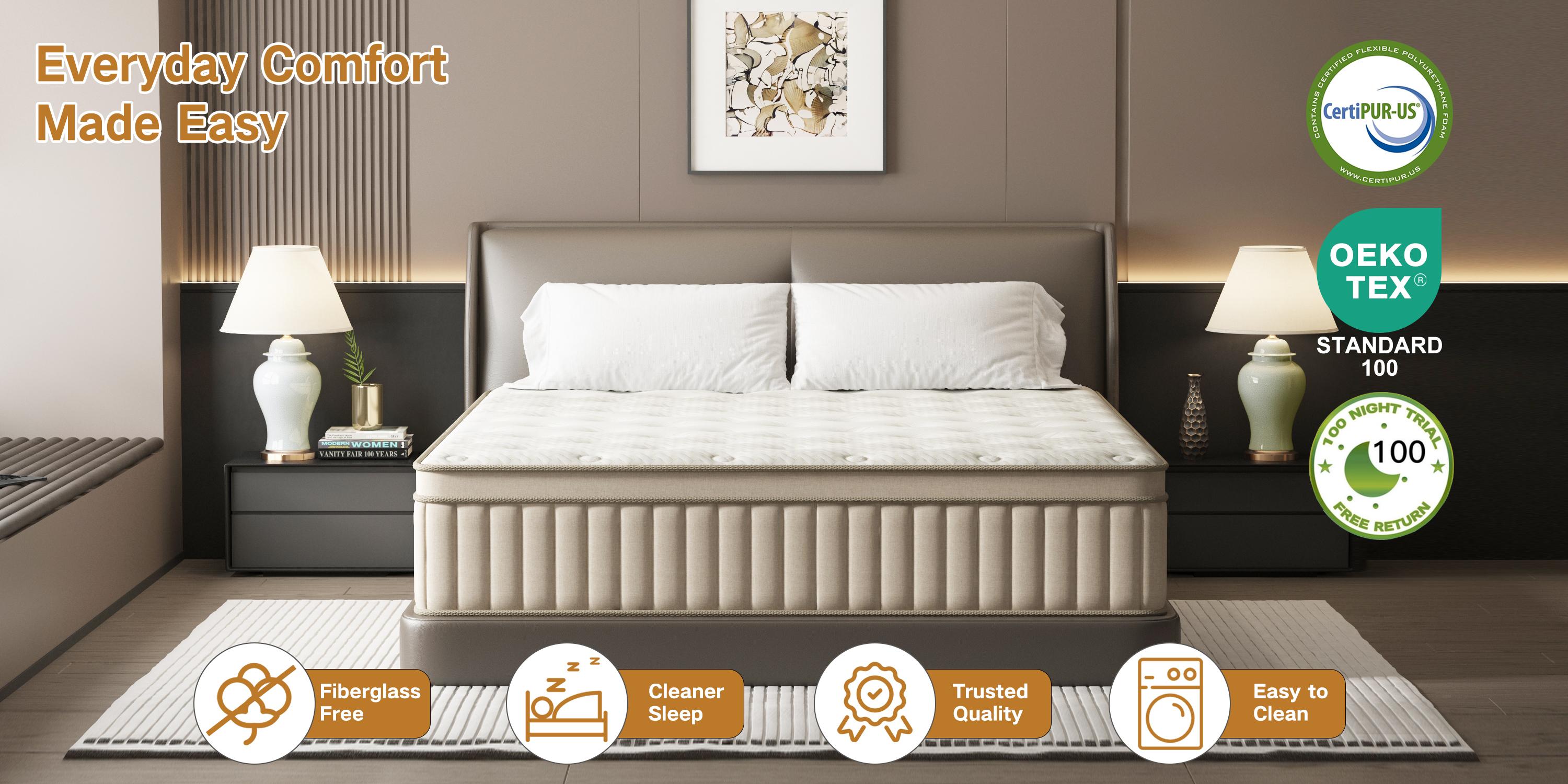 TVDFGTS 10/12/14 Inch Twin/Full/Queen/King Mattress in a Box, Gel Memory Foam Mattress, Comfortable & Quiet Sleep, Individually Pocketed Spring Hybrid Mattress, Medium Firm, Motion Isolation, Pressure Relief, Bedroom Use