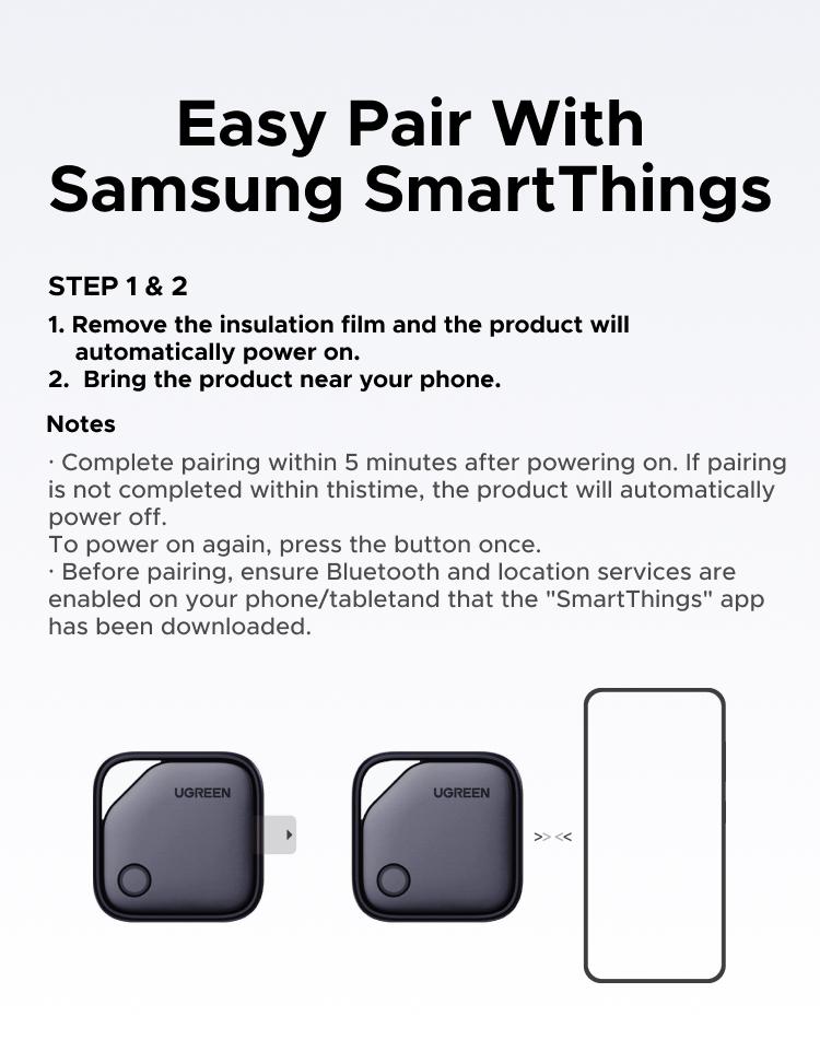 UGREEN FineTrack S 2-Pack Bluetooth Tracker Tags Work with Samsung SmartThings APP (Samsung Only), 550-Days Replaceable Battery Item Finder Smart Tag for Key Luggage Passport，TikTokShopBlackFriday ,TikTokShopHolidayHaul