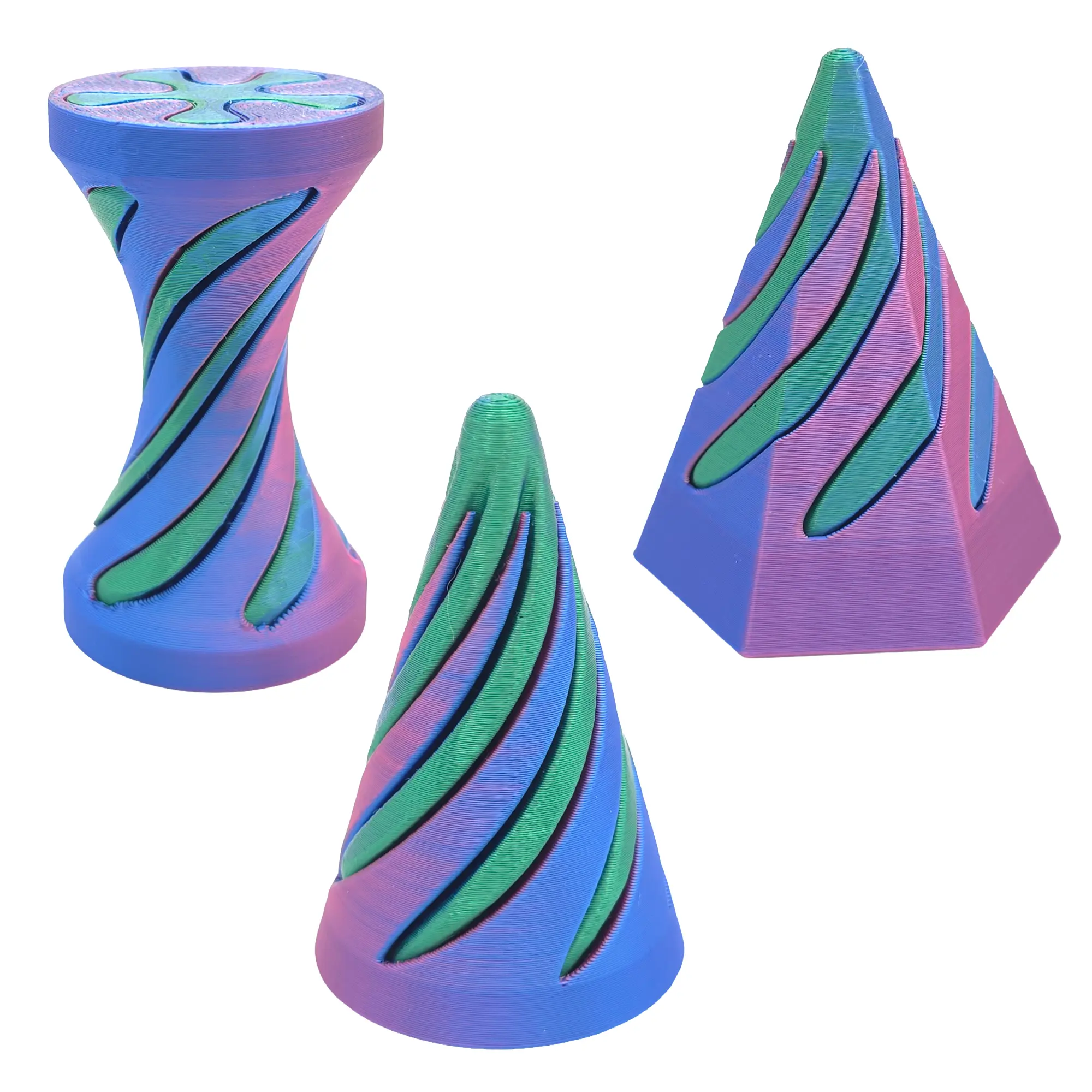 Yutelme 3pc Impossible Passthrough Fidget Set - 3D Printed Kinetic Sculpture, Silk Dual-Color Glitch Fidget Toy, Stress Relief Desk Toy, Stress Relief Decoration, Fidgets