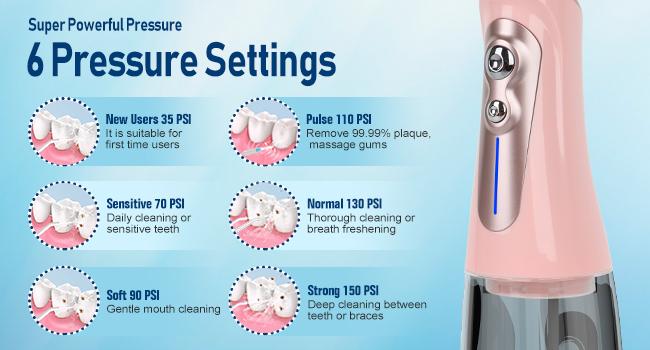 Water Dental Flosser Cordless for Teeth Pick Cleaning - Powerful Oral Irrigator with 6 Adjustable Modes,320ML Portable & Rechargeable IPX7 Waterproof Cleaner Picks A good helper for private teeth cleaning