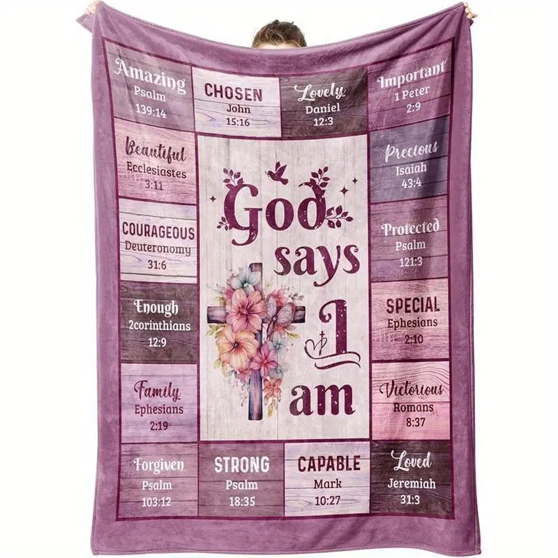 【Summer Sale Deals】Soft Blanket Throw - Printed Cozy Wrinkle Resistant Christian Religious Blanket, Inspirational Gift for Women