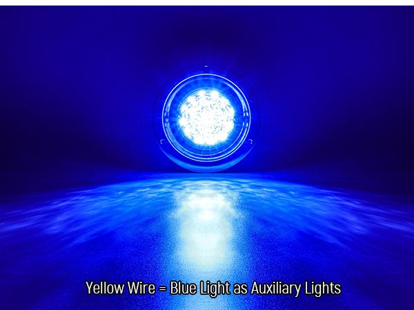 Partsam Watermelon Lights 2Pcs Dual Color Amber Blue LED Marker Turn Auxiliary Lights Prismatic Lens Chrome Base Replacement for Peterbilt Freightliner Trucks Trailers RVs Motohomes