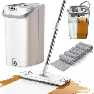 Mop and Bucket with Wringer Set – Wet and Dry Separation System for Easy Floor Cleaning, Rebound Head Design, Ideal for Bathroom & Living Room, Perfect Gift for Women