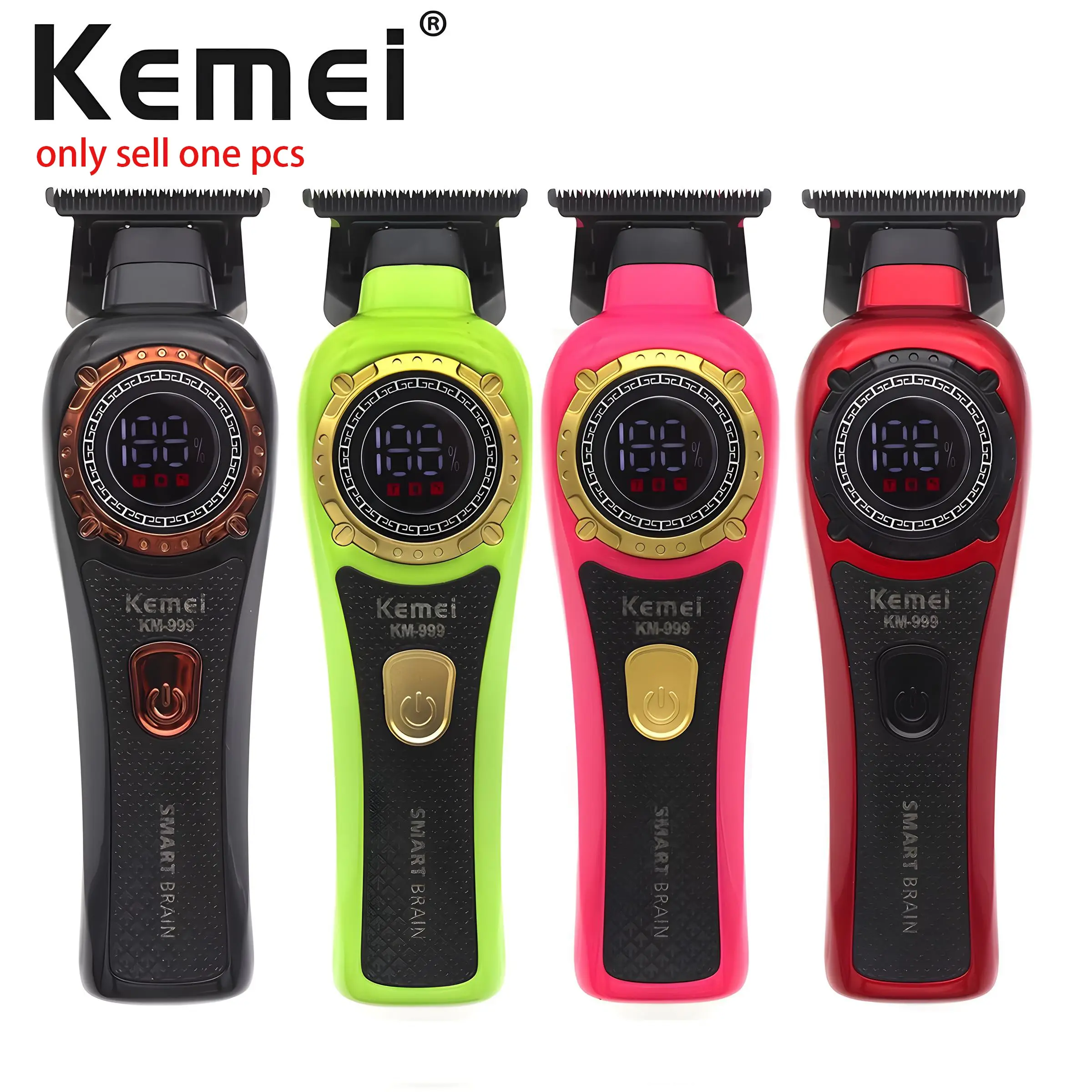 Kemei Km-999 Electric Hair Trimmer, Wireless Haircut Tool, Professional Grade Clippers, Cordless Hair Clippers, Strong Power Low Noise Design, USB Rechargeable Trimmer, Home & Salon Use, Wireless Hair Clipper, Men's Care Gift, Haircut Machine