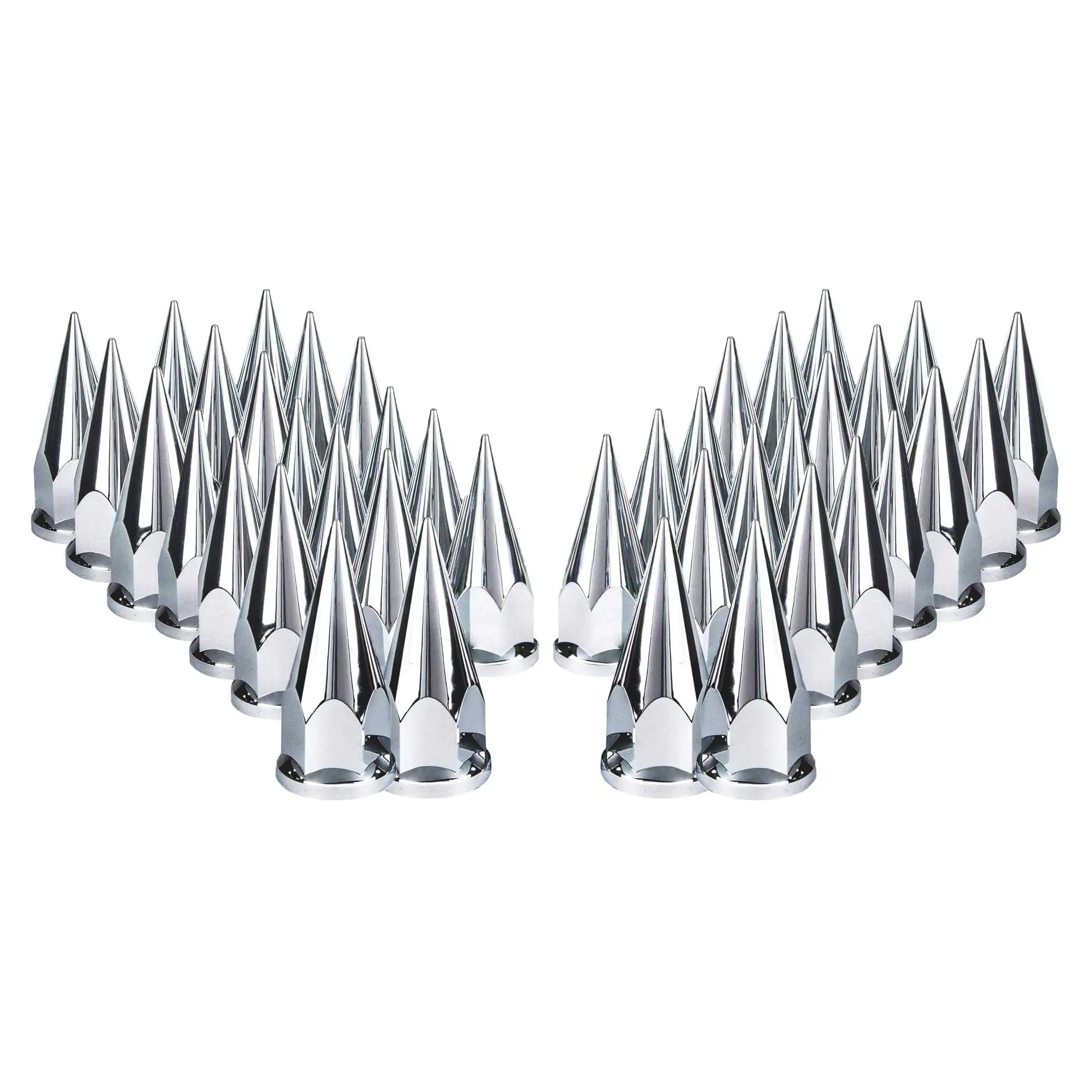 TORQUE 40-Piece 33mm Chrome Spike Screw-On Lug Nut Wheel Covers for Volvo, International, Peterbilt, Kenworth, Mack, Freightliner Semi Trucks (Cascadia, Columbia, M2, FLD) (4 x TR10570), Wheel Cover