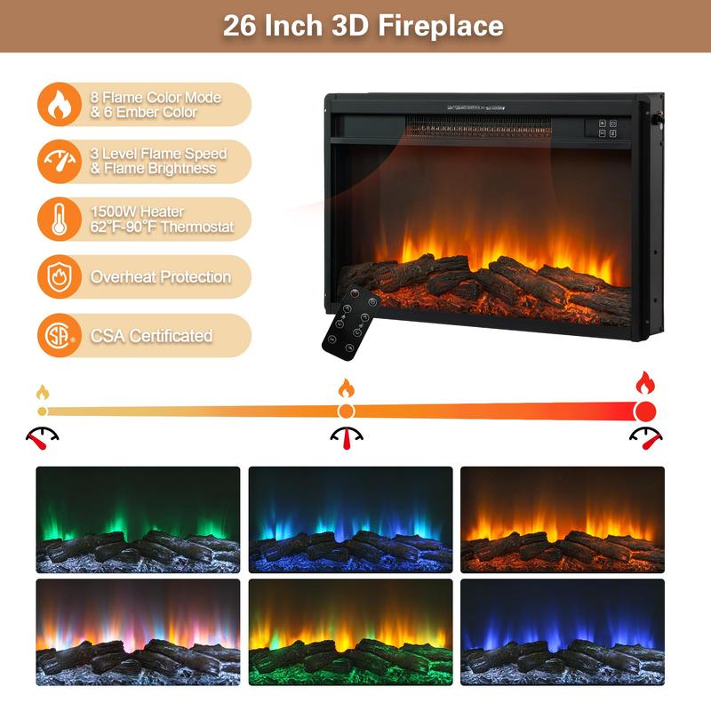 Fireplace TV Stand for up to 80 Inch TVs, 32’’ Tall LED Entertainment Center with Electric Fireplace, Farmhouse TV Console Table w/Sliding Barn Door & Window for Living Room, Rustic Gery