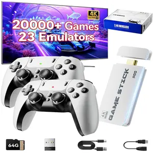 2026 New Retro Gaming Console, Retro Gaming Stick with 20,000+ Classic Game and 23 Game Emulators, Plug & Play 4K HDMI Output TV Video Game Console Stick with Dual 2.4G Controllers (64GB) for Christmas gifts