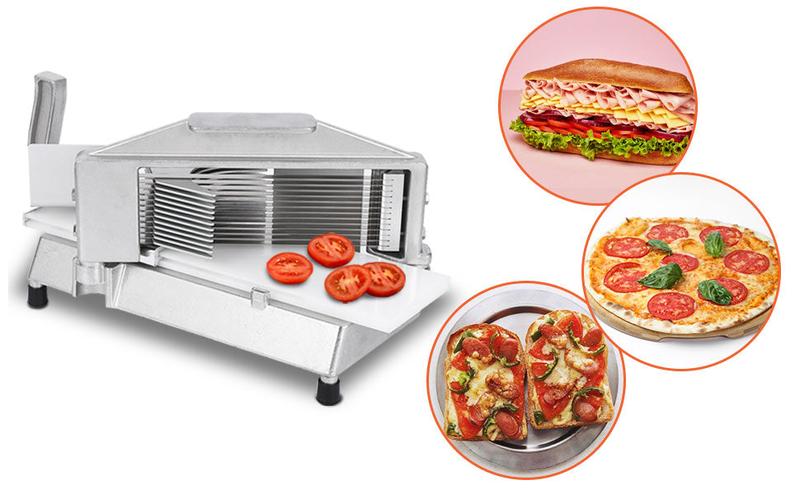 GARVEE Commercial Tomato Slicer, 3/16" Heavy Duty Tomato Slicer Tomato Cutter With Built-In Cutting Board for Home or Restaurant Use