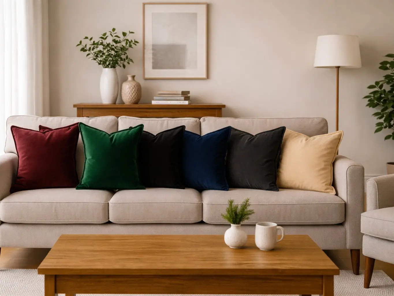 FSJfam 2-Pack Velvet Fabric Pillow Covers - Plain Decorative Cushions with Flange Edge, Hidden Zip Secure, Velvety Texture, Machine Washable for Living Room, Bedroom