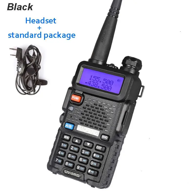 1pcs BAOFENG UV-5R Ham Radio Long Range UV5R Two Way Radio Dual Band Wireless Walkie Talkie Handheld Portable Rechargeable High Power 1800mAh Li-ion Battery and Earpiece for Hunting Survival Gear(Black)