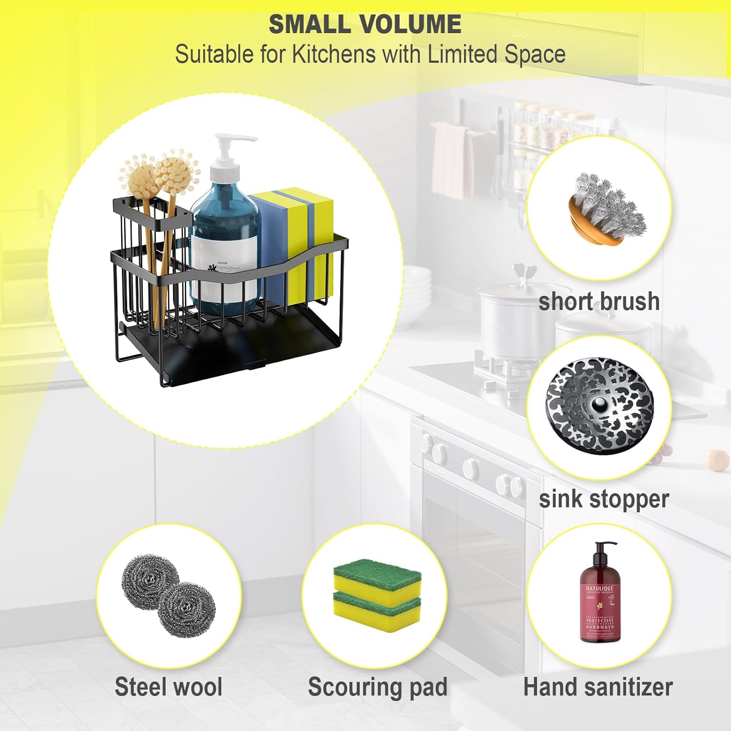 Mother’s Day Gift &Summer Gift] Kitchen Accessories Sink Drying Rack Gadgets,Stainless Metal Sponge Drain Holder,Multifunctional Storage Rack,Storage Organizer,Household Essentials,Fall Decor rustproof kitchen multifunctional kitchen organizer last-minute