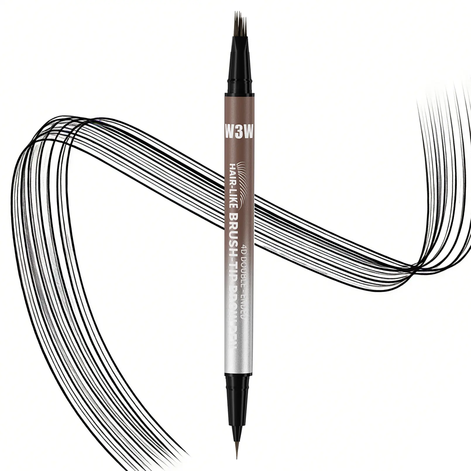 Microblading Eyebrow Pen Dual Tip Brow Pen, 4D Hair-Like Brush for Natural Looking Fuller Brows, Waterproof Smudge Proof Long Lasting Eyebrow Makeup Tool, Beginner Friendly Daily Makeup