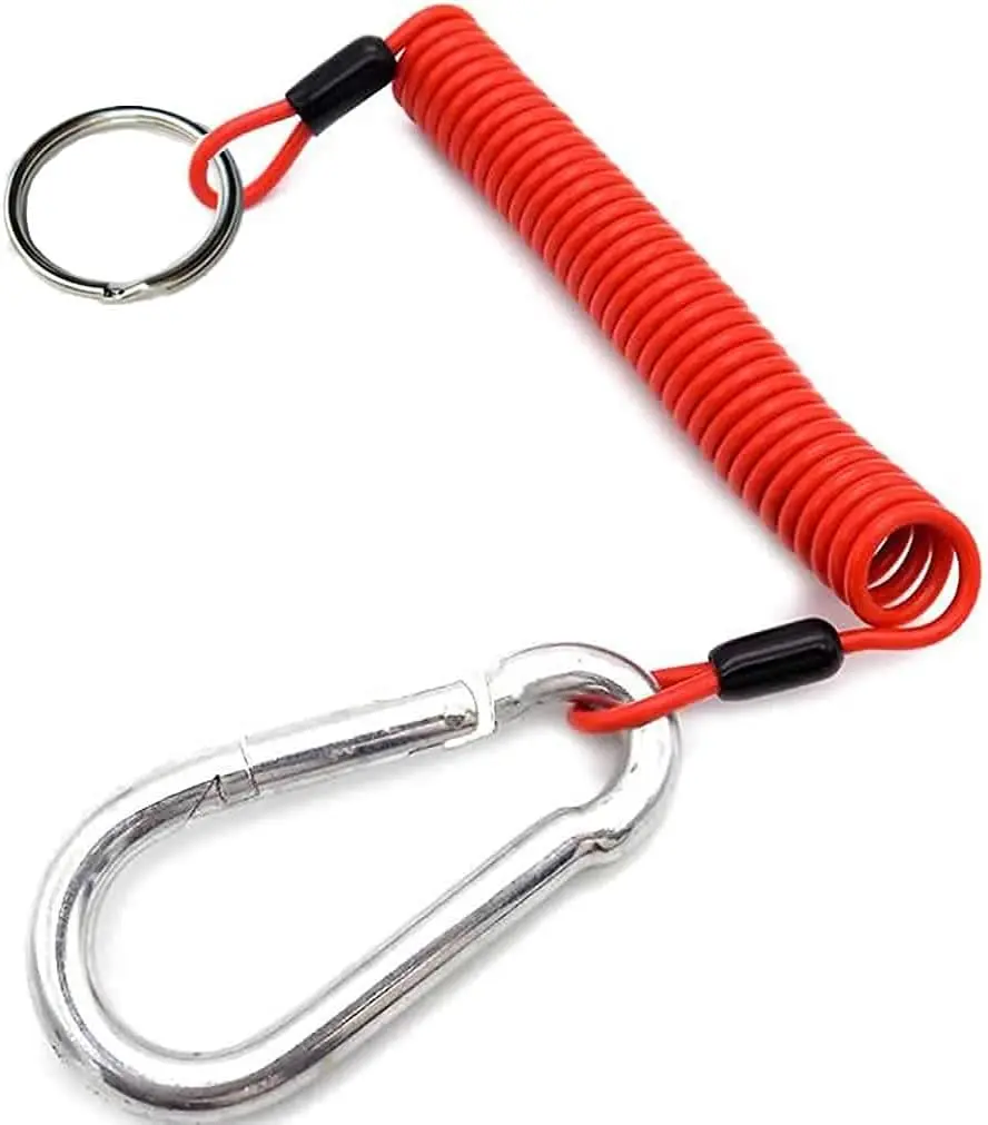 High-Quality 6ft Rust-Resistant Stainless Steel Breakaway Trailer Brake Cable, Coiled Wire, Safety Straps, Ground Clip, Split Rings for RV Breakaway Switch