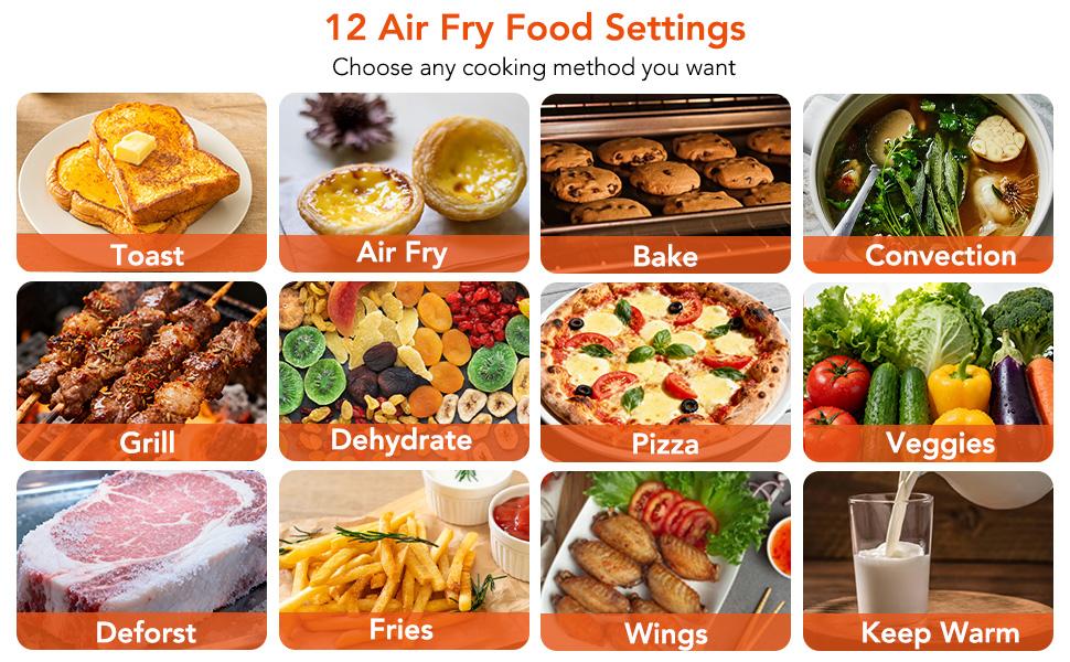 COWSAR Air Fryer Toaster Oven, 25QT Air Fryer Toaster Oven Combo, 12-in-1 Digital Countertop Natural Convection Roast Bake Dehydrate and Reheat 1750W Stainless Steel, Black COWSAR Air Fryer Toaster Oven, 25QT Air Fryer Toaster Oven Combo, 12-in-1 Digital Countertop Natural Convection Roast Bake Dehydrate and Reheat 1750W Stainless Steel, Black