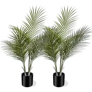 2,3,4ft Artificial palm potted plants, compact and suitable for both indoor and outdoor home decoration, are the top choice for housewarming gifts (1-plant and 2-plant sets)