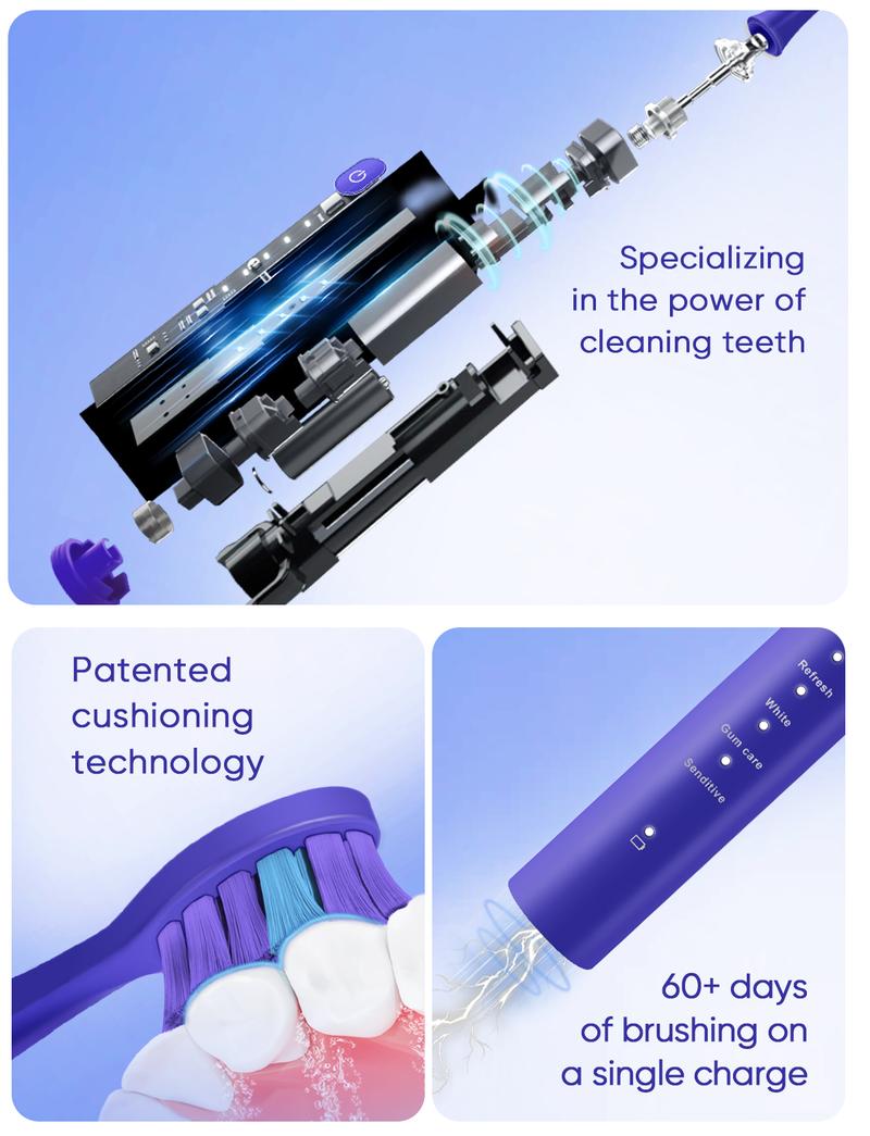 MySmile Essential Sonic Electric Toothbrush - 45,000 VPM Motor, 5 Modes & 3 Brush Heads MySmile Essential Sonic Electric Toothbrush - 45,000 VPM Motor, 5 Modes & 3 Brush Heads