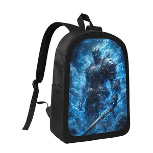 Medieval Fantasy Backpack - School Bag with Blue Knight & Sword Design, Lightweight Large Capacity Bookbag, Adjustable Shoulder Straps, Zipper Closure, for Teens, College, RPG Fans - Unisex School Backpack, Daily Carry, Bold Print, Secure Closure, Teen Ac
