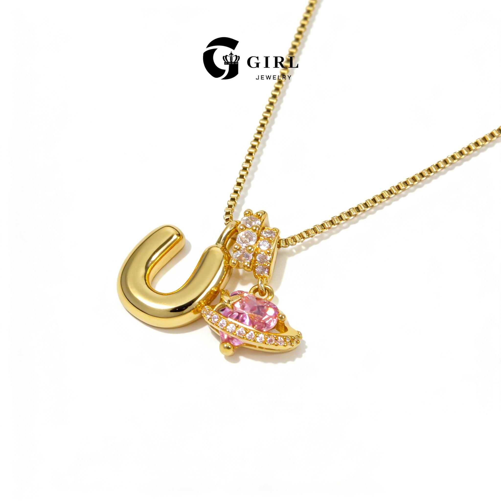 GGlRL Bubble Letter Necklace Initial Heart Necklace for Women Man Pink Cubic Zirconia Pendant Letter Diamond 18KGold Plated Fashion Jewelry Gift For Holiday Christmas Birthdays Anniversaries GGlRL Bubble Letter Necklace Initial Heart Necklace for Women Man Pink Cubic Zirconia Pendant Letter Diamond 18KGold Plated Fashion Jewelry Gift For Holiday Christmas Birthdays Anniversaries