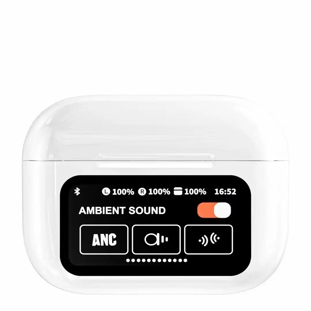 5th-Generation TWS Earbuds Headset - Bluetooth 5.x In-Ear Touchscreen Headphones with Active ANC, Hi-Fi Audio, Bass Boost, Wireless Charging, Fast Charging, Color Display, Waterproof for Streaming, Sweatproof
