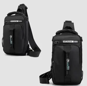 Anti-Theft Men's Sling Crossbody Bag with USB Port Durable Water-Resistant Nylon Chest Shoulder Messenger Backpack for Travel & Outdoor Activities