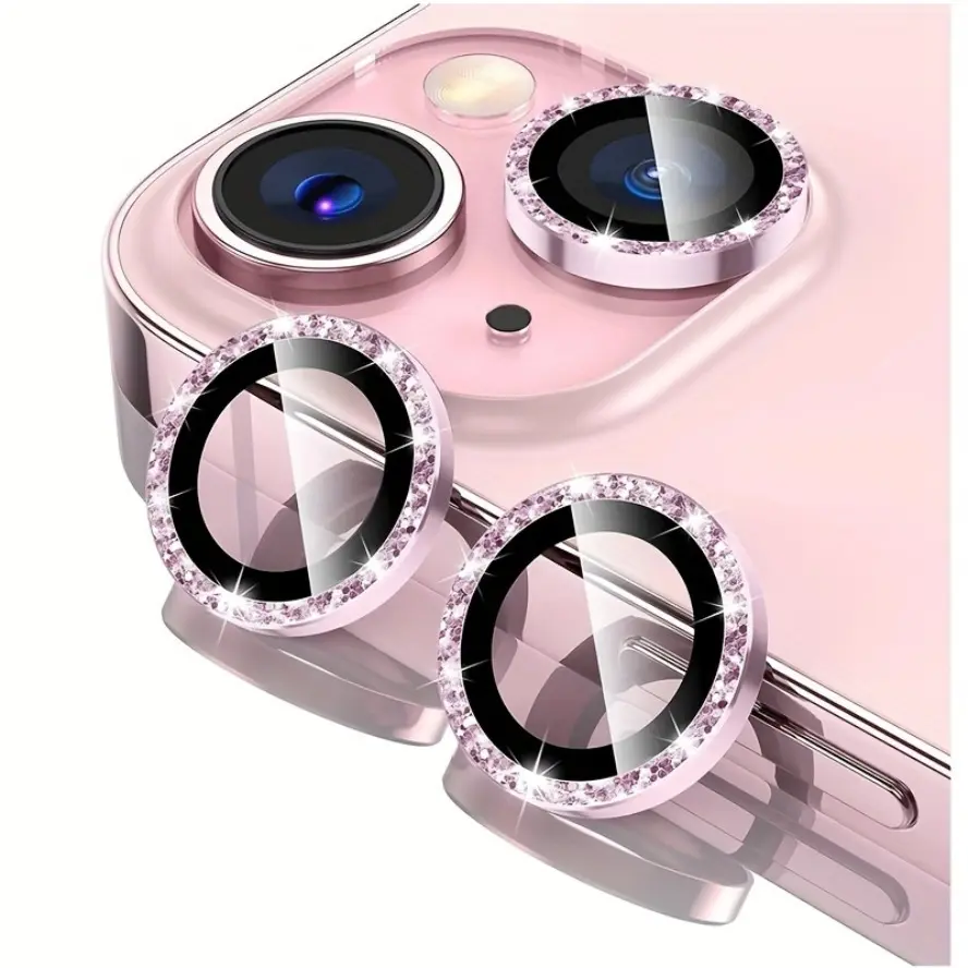 Silver Pink Orange Aluminum Alloy 9H Tempered Glass Camera Lens Protector for iPhone 17/16/15/14/13/ Pro Max/Plus - AR HD Clear Ring Protective Case