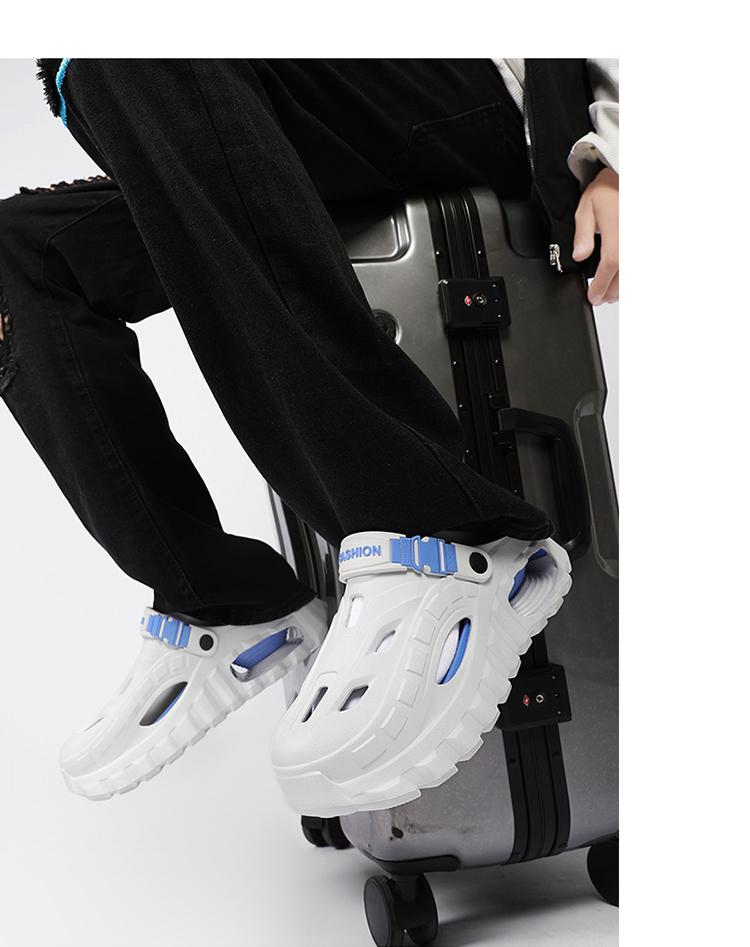 Men's Summer Slippers Outdoor Teenagers Thick Sole Height Increasing Driving Dual Use Closed Toe Cool Hollow Shoes