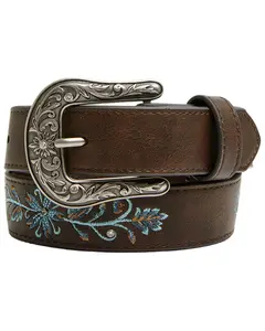 Shyanne Girls' Alina Floral Embroidered Belt - Sgasp26bt2-Dkbn