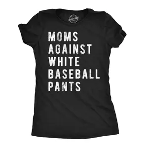Womens Funny T Shirts Moms Against White Baseball Pants Sarcastic Graphic Novelty Tee for Ladies Funny Womens T Shirts Cute Vintage Fashion Casual Ladies T-Shirt Gift Sarcastic Tops for Women Funny Baseball Top Black -