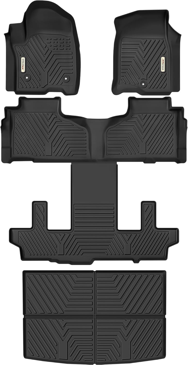YITAMOTOR All-Weather Floor Mats Set Fit 2021-2025 Chevrolet Suburban / 2021-2025 GMC Yukon XL 3 Row Seats Bucket Seats Floor Mats Cargo Liner, TPE Floor Mat Set Liners