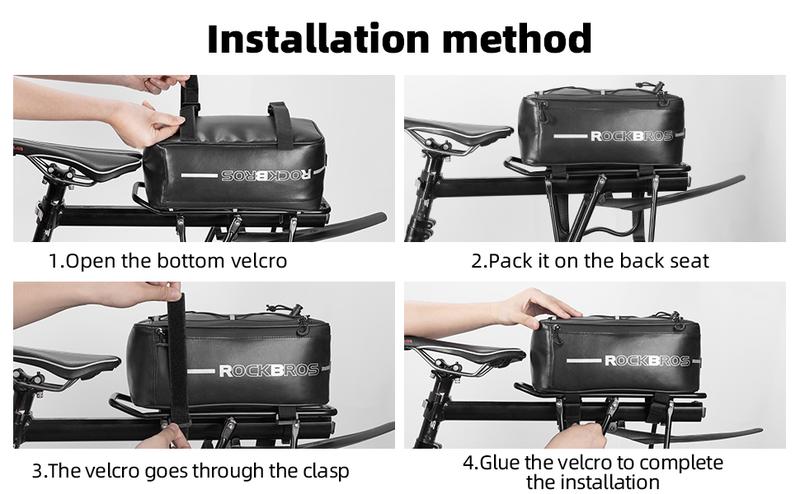ROCKBROS Bike Rack Bag Saddle Pannier Bag Waterproof 6L or 9L for Cycling with Reflective Stripes and Red Tail Light