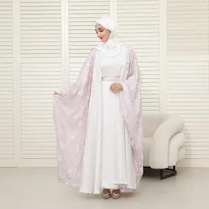 Reversible 4-Piece Batwing Abaya Set – Satin & Embroidered Chiffon (NCS018) SpringStatements