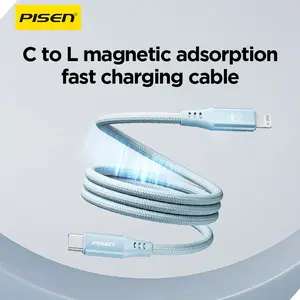 Pisen Magnetic USB C to Lightning iPhone Cable Type C Super Organized Charging Magnetic Absorption Nano Data Cable Compatible iPhone 14/13/12/11/Mini/Pro/Max/X/XR/8/SE,iPad Air/Pro/Mini_2 27W 3FT/1M